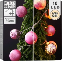 Ružové vianočné LED baňky 10 svetiel, 4 cm