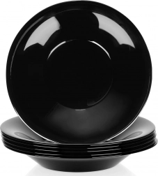 Hlboké sklenené taniere čierne 21,5 cm, 400 ml – sada 6 ks