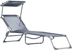 Záhradné polohovateľné ležadlo s clonou, sivé MultiGarden