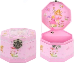 Ružová hudobná šperkovnica s baletkou a zrkadielkom