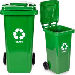Zelený kontajner na sklo 120 l s gumovými kolesami