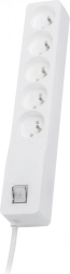 Prepěťová predlžovacia zásuvka Lestar ZX 510, 5 zásuviek, 1,5 m, biela