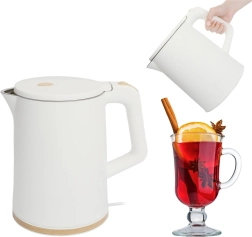 Cestovná bezdrôtová rýchlovarná kanvica 1,2 l s otočnou základňou, biela