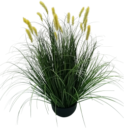 Umelá okrasná tráva Pennisetum v kvetináči žltá 70 cm