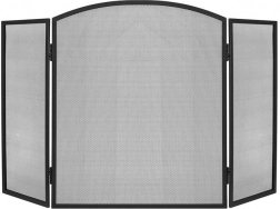 Paraván pred krb proti iskram 3-dielny, čierny, 118 × 76 cm