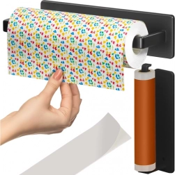 Držiak na papierové utierky RUHHY, 25 cm, kovový čierny vešiak bez vŕtania