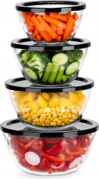 Sklenené misky s viečkami 4 ks 750 ml, 1 l, 1,5 l, 2 l