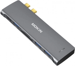 USB-C HUB 6 v 2 pre MacBook MOKIN (strieborný)