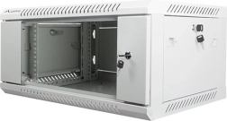 Nástenná 19" inštalačná skriňa 4U 600×450 mm so sklenenými dverami – Sivá