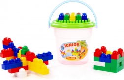 Stavebnica Junior Construction – 57 dielikov v vedierku