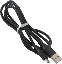 Kábel Micro USB 1m čierny nylonový opletený