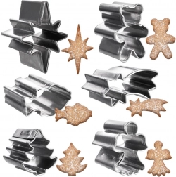 Sada mini vianočných vykrajovačiek z nehrdzavejúcej ocele, 6 ks (2 cm)