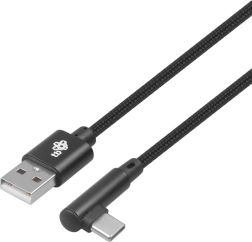 USB na USB-C kábel 1,5m s pravým uhlom, čierny pletený