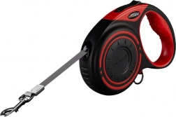 Dogness automatické vodítko 5 m s LED svietidlom a puzdrom na sáčky – červené