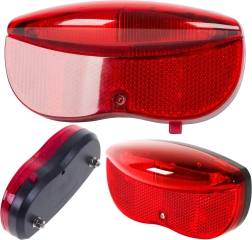 LED zadné svetlo na nosič bicykla, 2× AA, s odrazkou