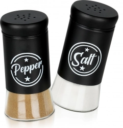 Sklenená soľnička a korenička, čierne prevedenie, 2 ks