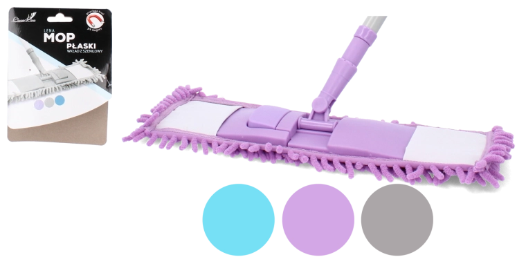 Plochý mop s chenille vláknom a teleskopickou násadou