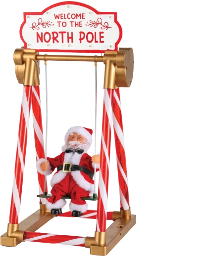 Vianočná dekorácia Santa na hojdačke s LED osvetlením, hudbou a pohybom 49 cm