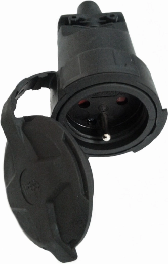 Solight gumová zásuvka do vlhka a prachu priama IP65 čierna