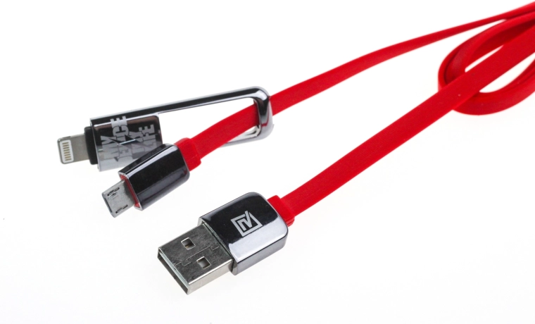 Remax King-Kong 2v1 nabíjací a dátový kábel 1 m červený (USB-A / micro USB + Lightning)