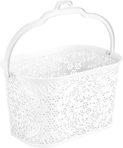 Závesný košík na štipce 22 × 14,5 × 13,5 cm, biely plast