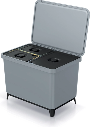 Triediaci odpadkový kôš Systema 43 l, svetlosivý, 3 priehradky