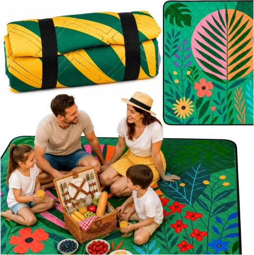 Farebná pikniková deka s rastlinným motívom 100 × 150 cm