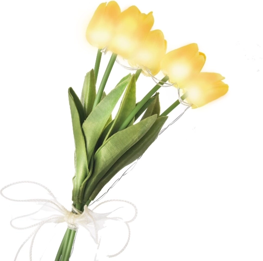 Dekoratívny LED zväzok tulipánov žltý