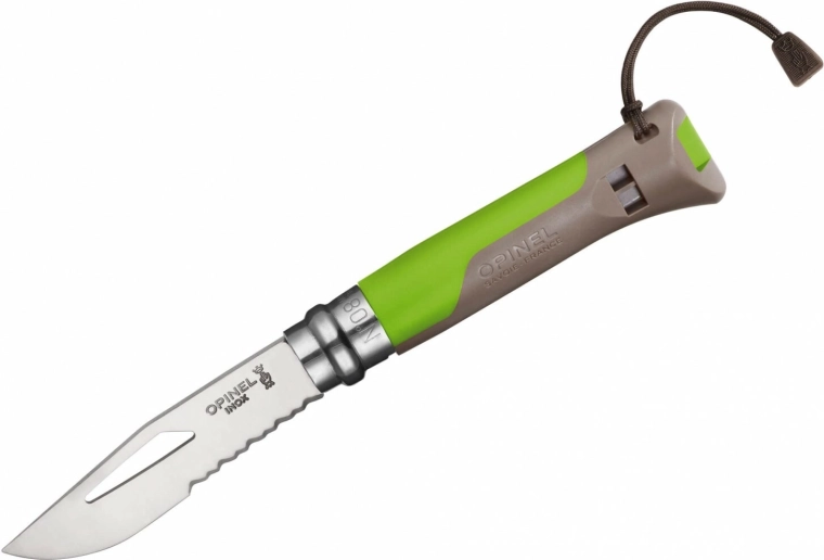 Opinel N°08 Outdoor Inox zelený vreckový nôž 8,5 cm s píšťalkou