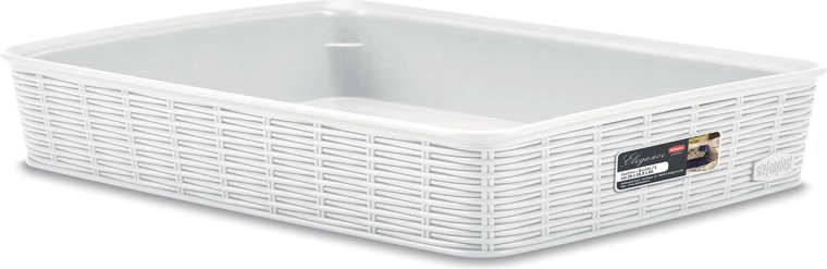 košík Elegance biely plast 35,5 × 26 × 6 cm