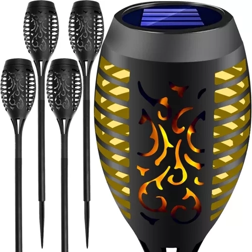 Solárne záhradné pochodňové lampy s efektom plameňa, sada 4 ks