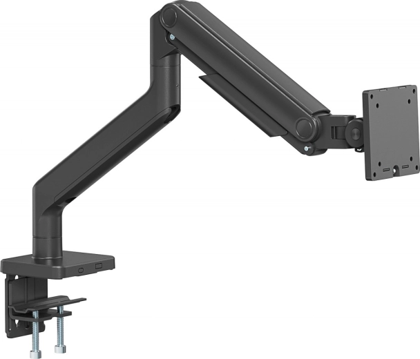 Jednoramenný stolový držiak monitora so svorkou a mechanickou pružinou, 49" / 20 kg, VESA 75x75 a 100x100, čierny