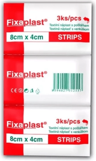 Fixaplast Strip textilná náplasť 8 × 4 cm, 3 ks