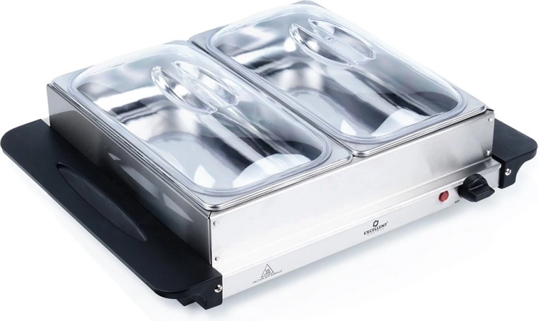 Elektrický nerezový bufetový ohrievač s 2 vložkami 200 W