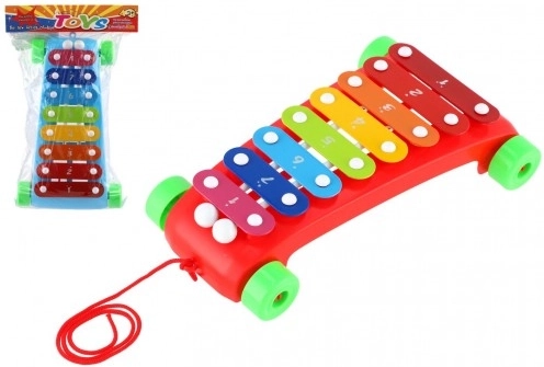 Detský ťahací xylofón s paličkami 24 cm