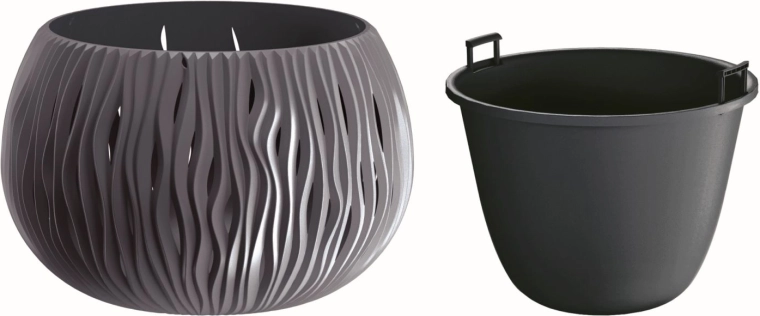 Kvetináč Sandy Bowl s vložkou 29 cm antracit