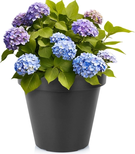 Čierny okrúhly plastový kvetináč do záhrady 39 cm