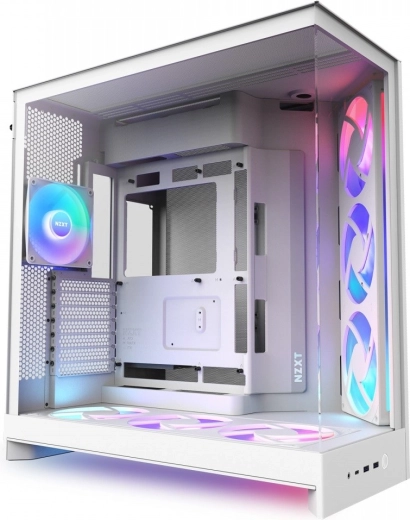 NZXT H9 Flow RGB+ biela ATX mid-tower skrinka s oknom