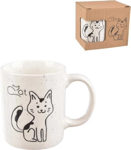 Porcelánový hrnček s motívom mačky – biely