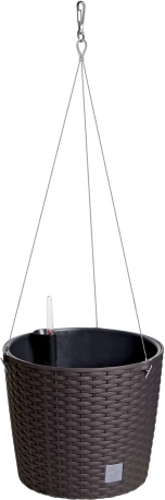 Závesný samozavlažovací kvetináč ratanový vzhľad 25,6 cm umbra