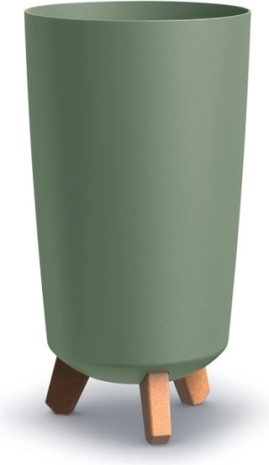 Vysoký kvetináč na nožičkách Gracia Tubus Slim 19,5 cm – zemitá zelená