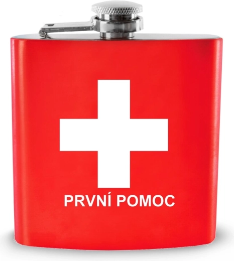 Vrecková nerezová ploskačka Prvá pomoc 170 ml