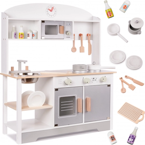 Drevená detská kuchynka s príslušenstvom, MDF, 82 cm
