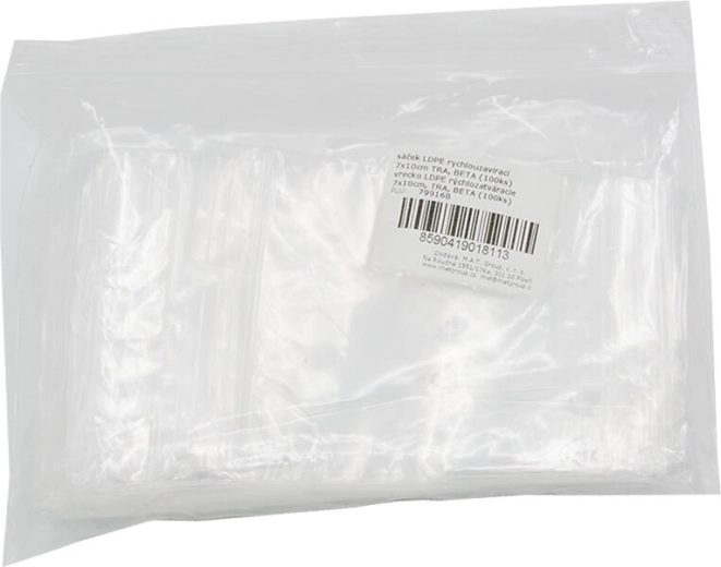 Rýchlouzatváracie vrecká LDPE 7 × 10 cm, transparentné (100 ks)