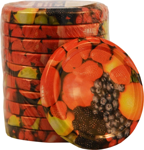 Viečka Twist 66 s ovocným dekorom, 10 ks