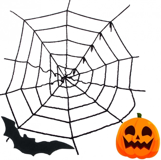 Umelá čierna halloweenská pavučina – dekorácia 90 × 90 cm