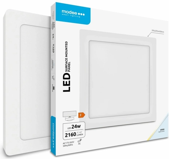Modee LED štvorcový stropný panel 24 W studená biela 2160 lm