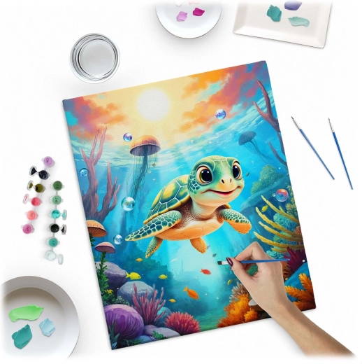 Detailný motív korytnačky s nádhernými farbami