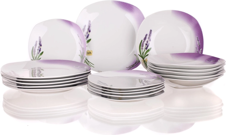 Porcelánová jedálenská súprava Lavender Square 18 ks