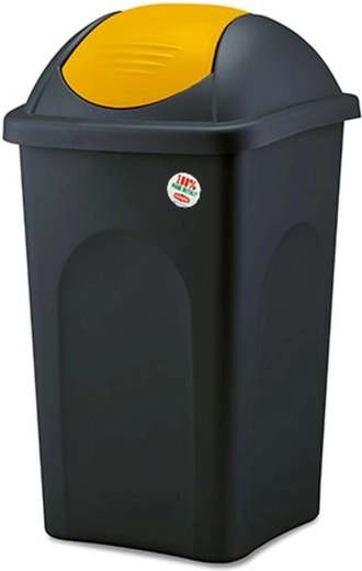Výklopný odpadkový kôš MULTIPAT 60 l, čierno-žltý, plast